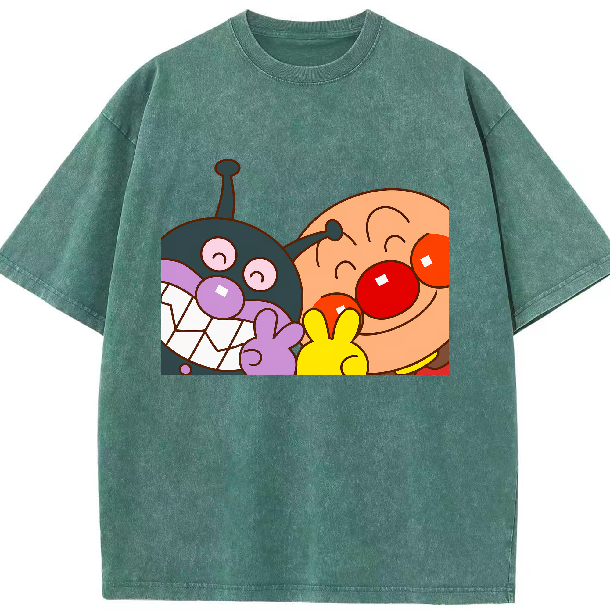 （画像用） アンパンマン Anpanman 綿100% ヴィンテージ風 半袖Tシャツ（フロントプリント）